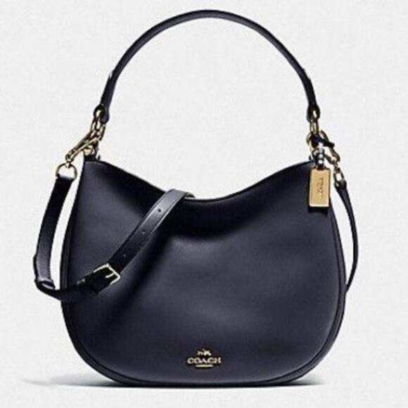Coach Nomad Crossbody Handbag Dark Navy Gloved Tanned Leather Adjustable Strap - Picture 1 of 13